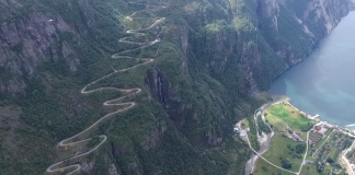 Cele mai frumoase drumuri din lume. Transfăgărăşanul, pe primul loc Lysebotnvegen & Lysebotn FOTO: Captură Youtube/Tomasz Korzeniowski