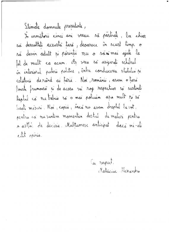 scrisorile copiilor către președintele româniei