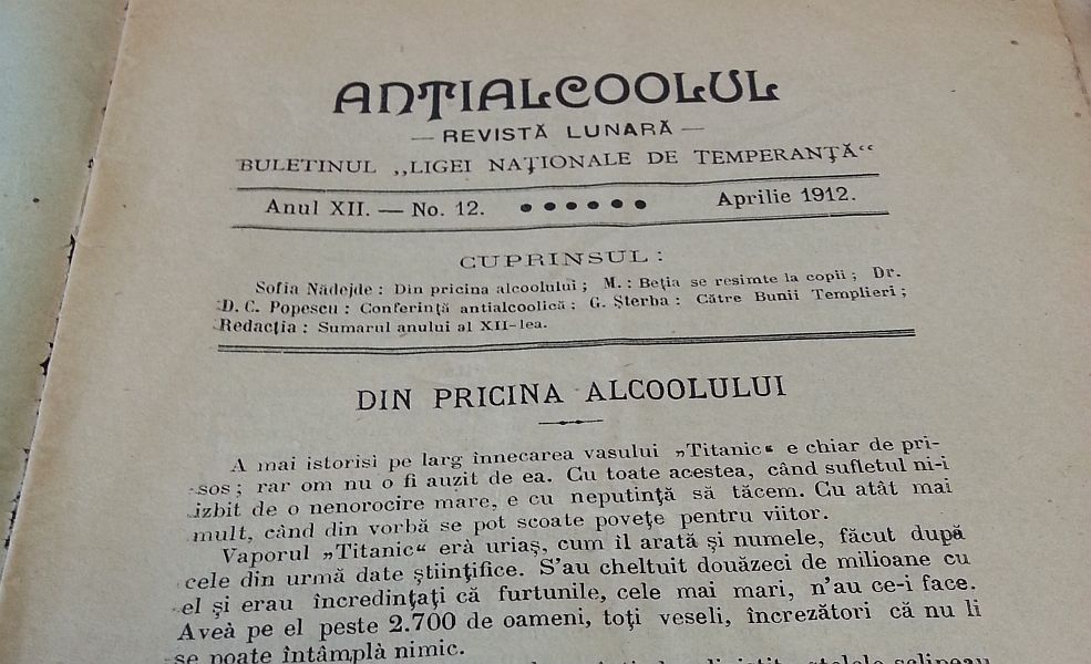 Revista Antialcoolul, luna aprilie 1912