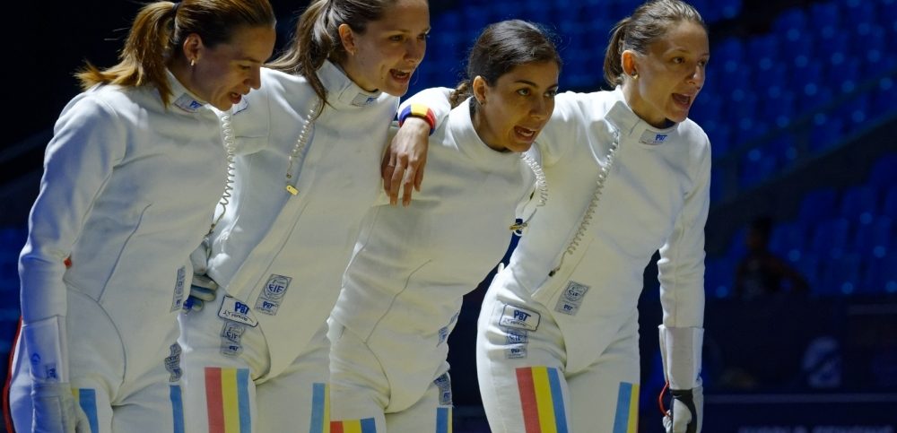 Simona Gherman, Simona Pop, Loredana Dinu și Ana Maria Popescu (de la stânga la dreapta), primele campioane olimpice ale României la Rio 2016 (Facebook)