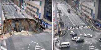Țara în care un crater imens apărut pe o stradă a fost reparat în doar 48 de ore crater japonia reparat 48 de ore