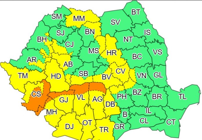 Așa arată harta emisă de ANM pentru miercuri, 19 aprilie