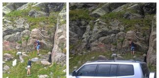 Cum și-au bătut joc de munte doi turiști necivilizați. Mesajul dur al unui salvamontist mesaj spray stânci