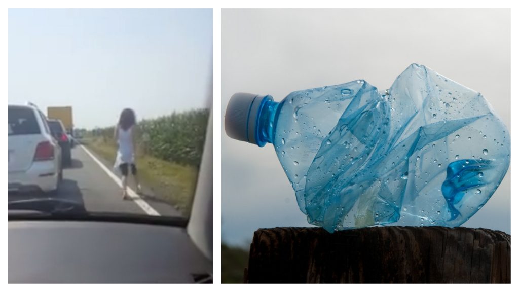 sticlă plastic aruncată mașină