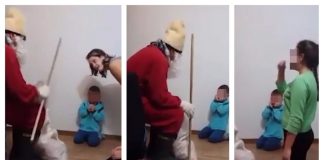 Tradiții barbare. Copii în genunchi, loviți cu bățul de Moș Nicolae copii bătuți de moș nicolae