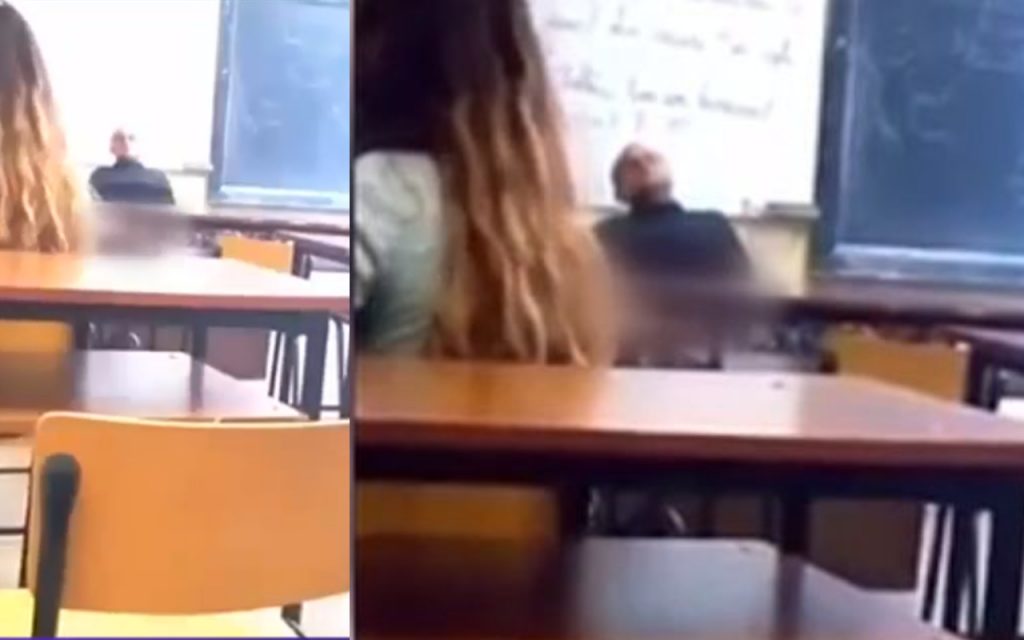 Profesorul de religie a fost filmat de o elevă FOTO: Captură video