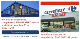 Înșelătoria momentului în România. Țeapă cu vouchere Lidl și Carrrefour