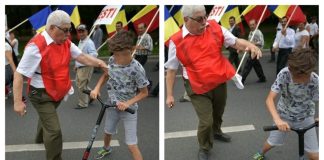 Copil bruscat și împins de un participant la mitingul PSD copil agresat miting psd