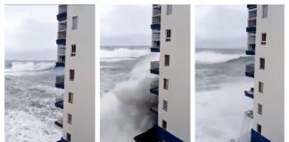 Momentul în care valuri de 12 metri lovesc o clădire din Tenerife | VIDEO furtună în tenerife valuri