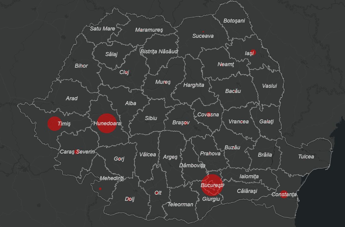 hartă coronavirus românia