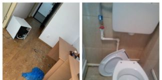 Un centru de carantină din țară arată ca după război. Cei cazați au distrus mobila, prizele, WC-urile centru de carantină galați