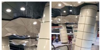 Curge apă din tavanul unei stații de metrou de pe Magistrala 5, abia inaugurată. VIDEO apă tavan metrou M5 eroilor