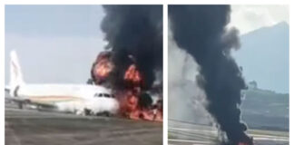 Un avion a luat foc pe pistă cu 120 de oameni la bord | VIDEO avion china