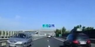 Mașină filmată când mergea pe contrasens pe A1. Accident evitat în ultimul moment | VIDEO mașină pe contrasens