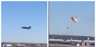 VIDEO. Un pilot a reușit să se catapulteze după ce avionul său s-a prăbușit pe pistă pilot catapultă