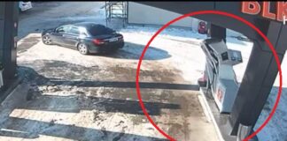 Un șofer a uitat să scoată pompa din rezervor după ce a alimentat la benzinărie și a distrus stația stație ruptă