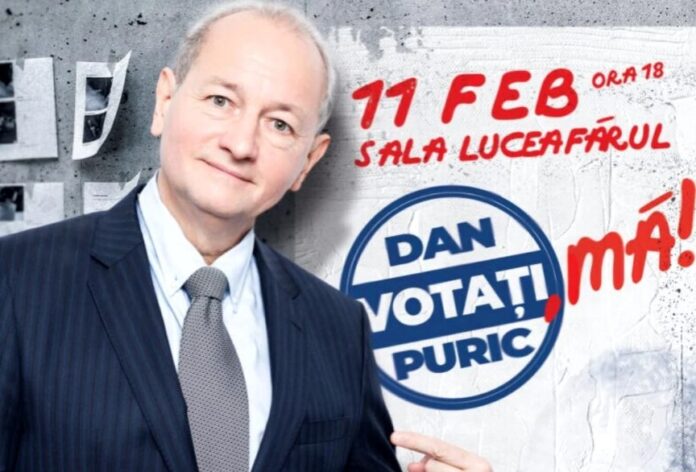 Afișul spectacolului „Votați, mă!”, cu Dan Puric FOTO: salaluceafarul.ro