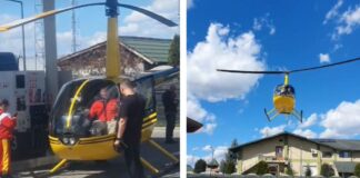 Un elicopter a fost alimentat într-o benzinărie din Curtea de Argeș. „Am crezut că nu văd bine” elicopter benzinărie alimentat curtea de argeș