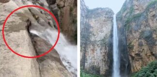 O cascadă celebră din China este alimentată de o țeavă de apă | VIDEO viral cascada falsă china